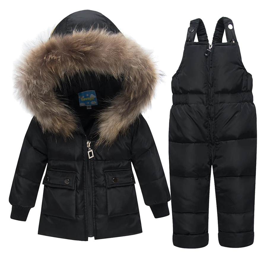 Winter Kids Clothes girls boys down coat hooded kids warm snowsuit outerwear+ romper clothing set kids winter jackets