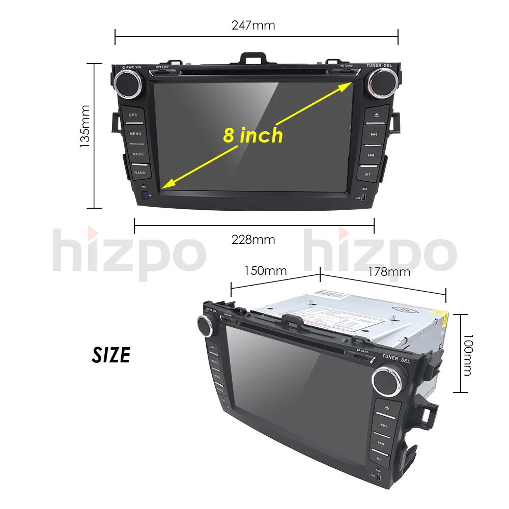 Discount Touch screen android 9.0 7" Car DVD Player For Toyota corolla 2007-2011 in-dash car radio with BT USB SD GPS DVR DAB Rear camera 4