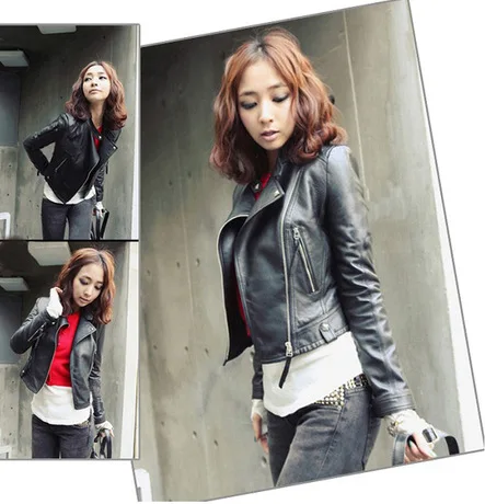 

New autumn Women Leather Jacket Red Black PU Plus Size fashion Jackets Motorcycle Leather spring Jacket Slim Casual Coat