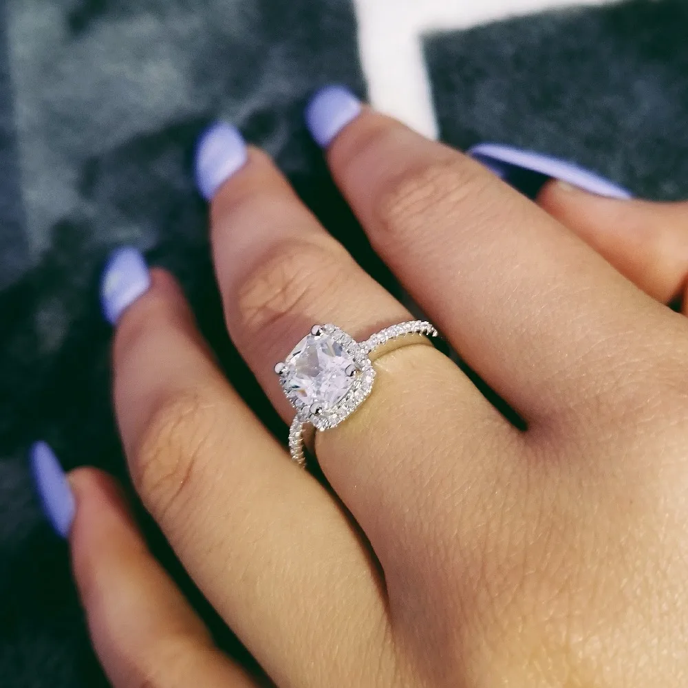 

Real 925 Sterling Silver Ring Finger anel aneis CZ Diamond for Women Jewelry Pure Wedding Engagement 100% wholescale LR466S
