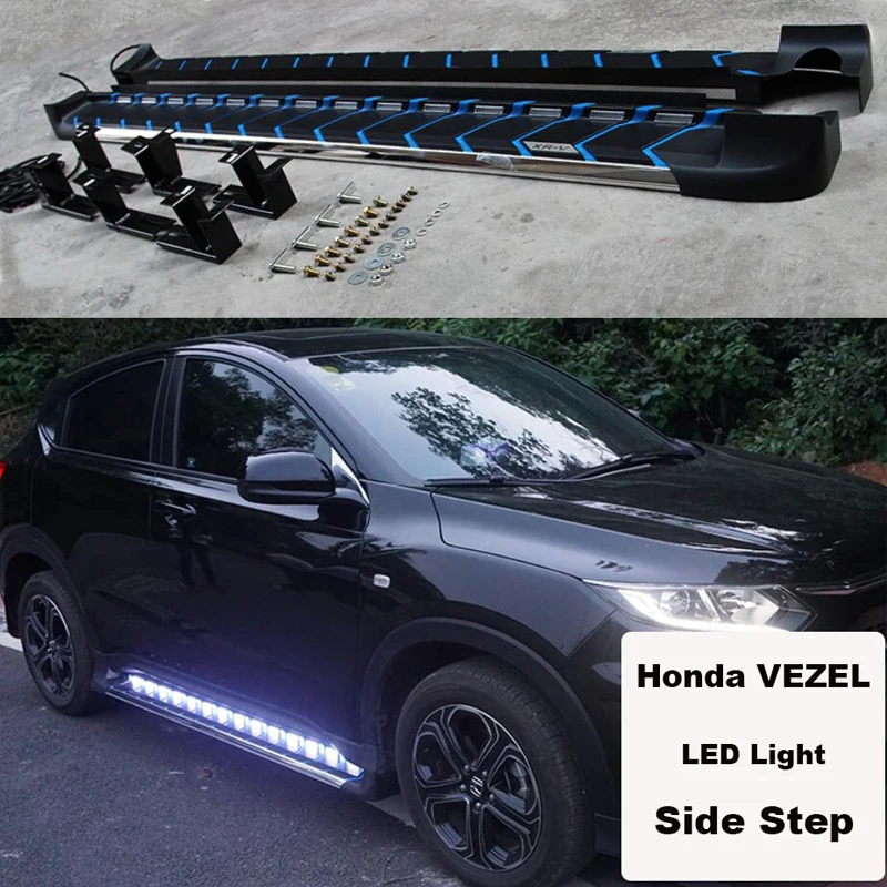 For Honda VEZEL HRV 2014.2015.2016.2017 Car Running Boards Side Step Bar Pedals High Quality 2013 Honda Pilot Running Boards With Lights