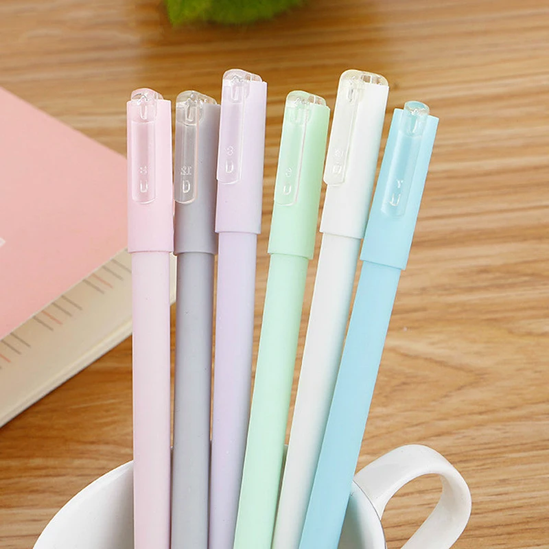 

kawaii gel pen Creative Macaron Neutral Pen cute Water-based Pen Simple Black Signature Pen for school&office Wholesale