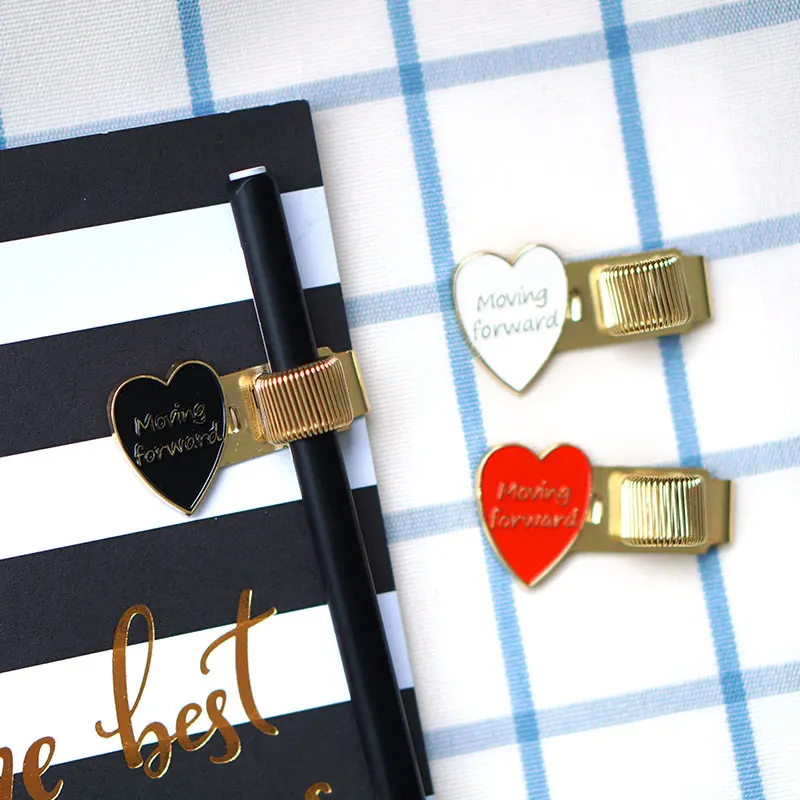 

Dokibook Love Gold Metal Spring Pen Clip Cute Pen Holders For Office Notebook Planner Book Accessories Office & School Supplies