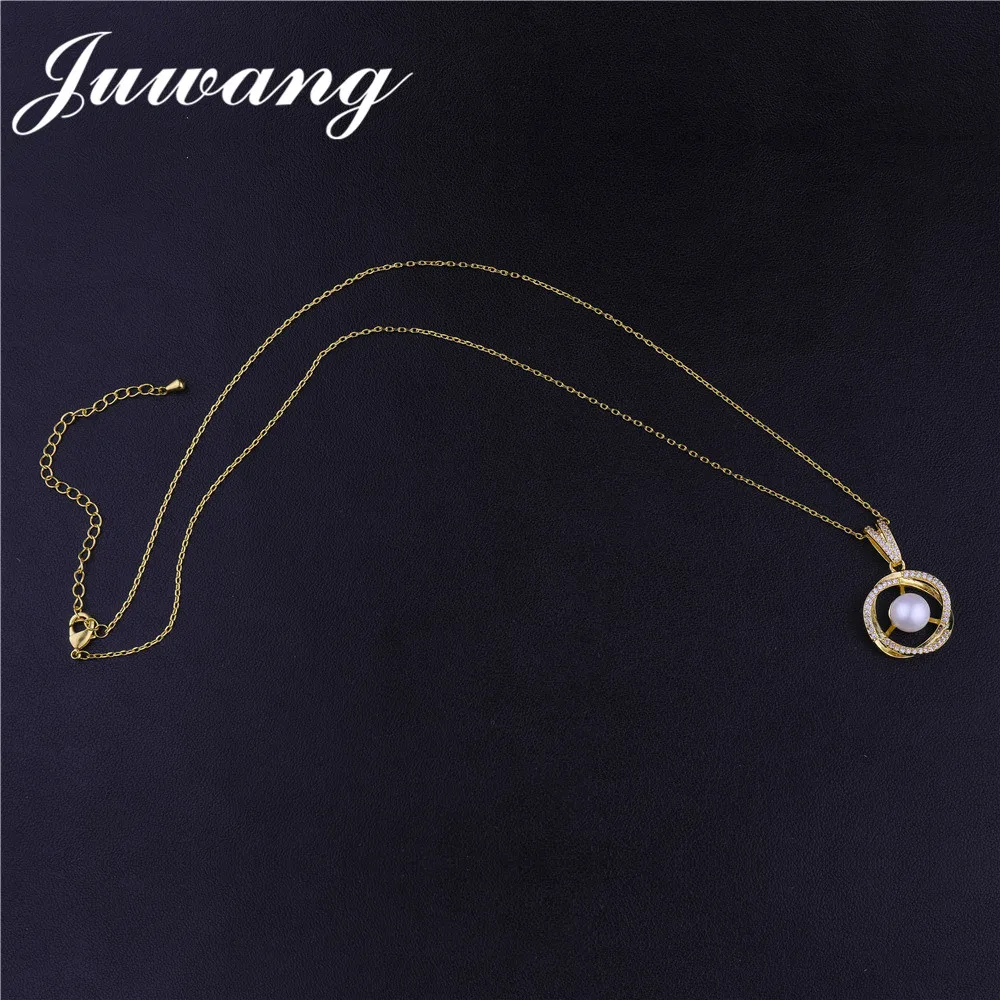 JUWANG-Marke-Simulierte-Perle-Anh-nger-Halsketten-Schmuck-Klare-Zirkonia-Fashion-Runde-Colliers-Halskette-f-r (3)