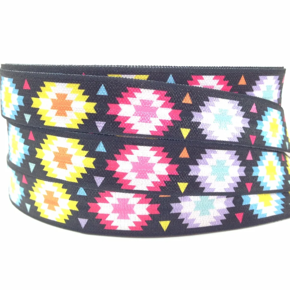 Newest High Quality Aztec Print Black Fold Over Elastic 10 yards 5 8 Hot Sale FOE
