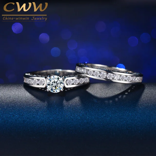 cwwzircons brilliant cut 1 carat cubic zirconia wedding anniversary engagement bridal ring sets women fashion party - Cubic Zirconia Wedding Ring Sets cwwzircons brilliant cut 1 carat cubic zirconia wedding anniversary engagement bridal ring sets women fashion party - Cubic Zirconia Wedding Ring Sets