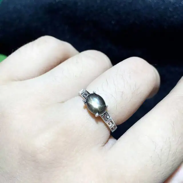 Women Natural Star Sapphire Stone Ring Genuine Solid Silver White Gold Plate Or Rose Gold Plated Real Gems Jewelry Rings ZHHIRY