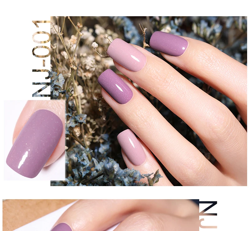 NEE JOLIE 18 Colors Shimmer Nail Polish Pure Nail Color Pink Purple Gray Series Glimmer Fast Dry Nail Art Varnish 3.5ml