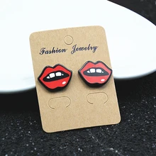 E098 Hot Sale Cute Cartoon Stud Earrings Lovely Cartoon Cherry Flower Strawberry Lip Stud Earrings For Women Girl Gift Wholesale