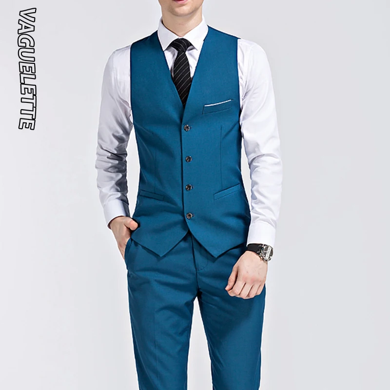 (Blazer+Vest+Pants) 3 Pieces Business Suit Men Formal Wear Slim Fit Wedding Suit For Men Blue/Black/White Elegant Suit Men M-5XL