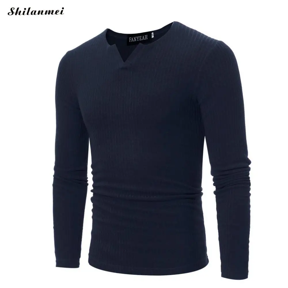 Autumn Navy Blue Army Green Brand Men Sweater Knitted Slim