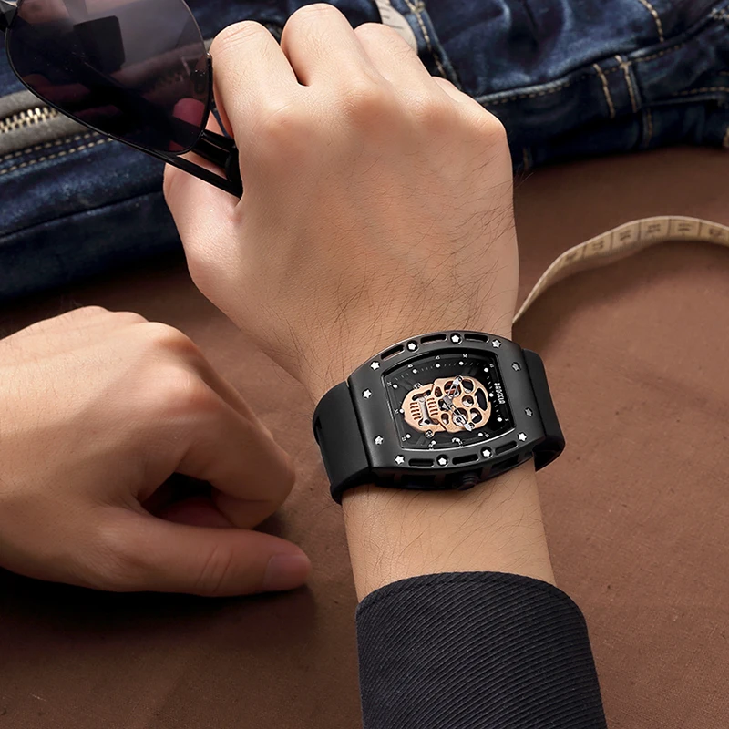  BAOGELA New Arrival Style Pirate Skull Quartz Men Watches Military Silicone Brand Mens Sports Watch