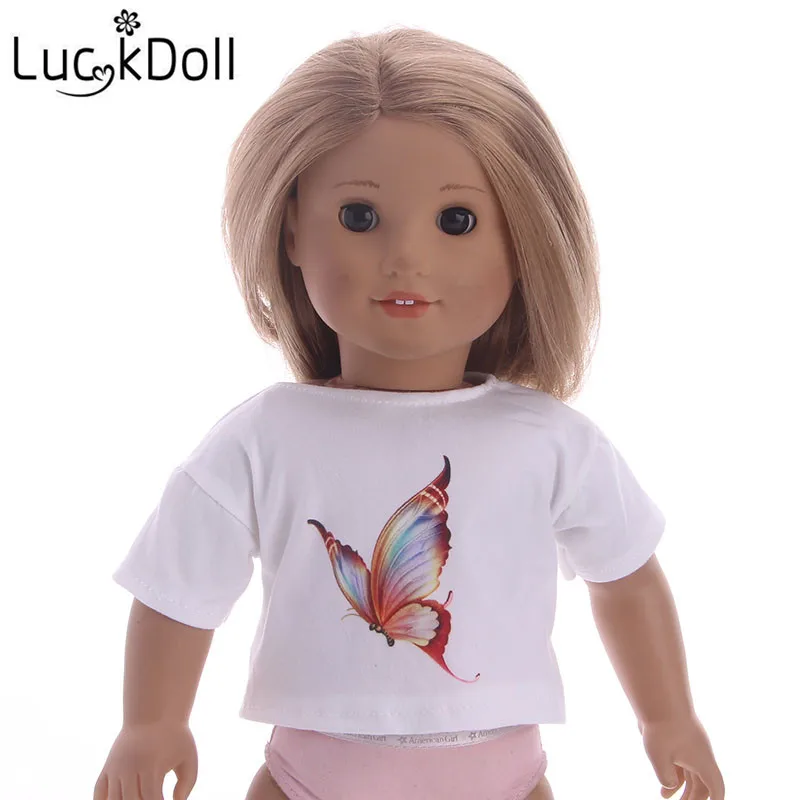 LUCKDOLL хлопковая Футболка Подходит для 18-дюймовые американская кукла Logan кукла мальчик одежда аксессуары игрушки для детей - Цвет: b746