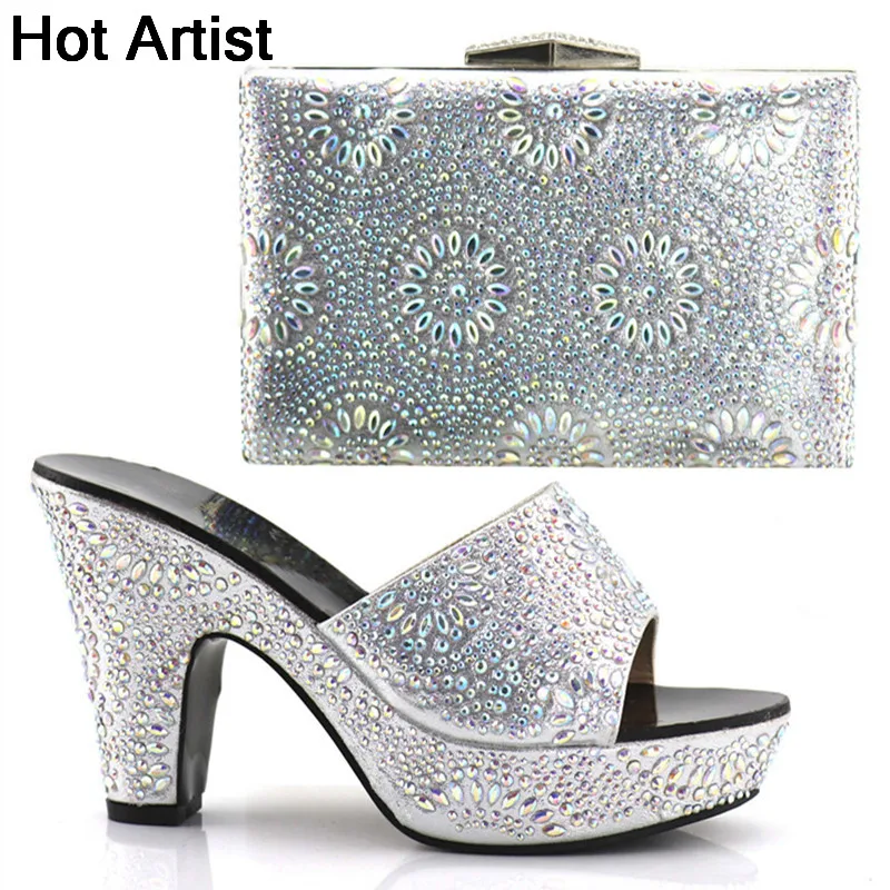 

Hot Artist 2018 New Design Italian Shoes And Purse Set High Quality African High Heels Shoes And Bag Set For Party YK-098