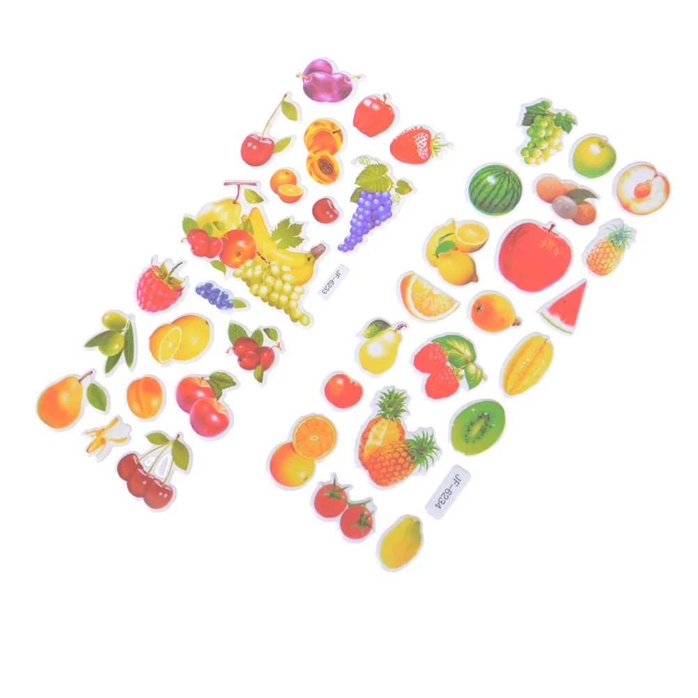 6 Sheets Real Fruits Fruitage Greens Pear Banana Grapes Scrapbooking Bubble Stickers Emoji Reward Kids Toys Factory Direct Sales
