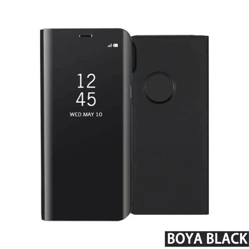 Умный зеркальный чехол для iPhone X 8 7 6 6s Plus, модный флип-чехол для iPhone 10 9 Coque - Цвет: Черный