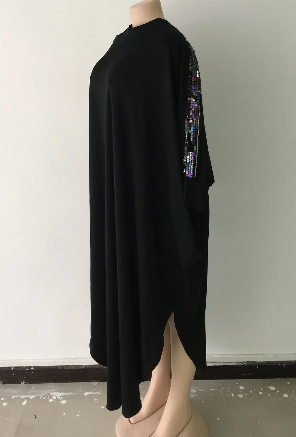 Африканская одежда, африканские платья для женщин, расшитые блестками, мусульманское длинное платье, высокое качество, длина, модное Африканское платье для леди - Цвет: Черный