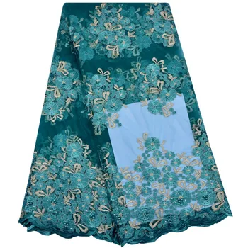 

Latest African Teal Lace Fabric Nigerian French Lace Fabrics High Quality French Tulle Lace Fabric Net Lace For Women 1167