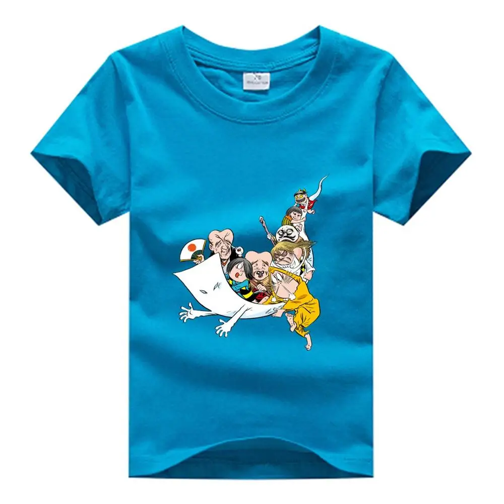 Blue childreT-shirt Gegege no Kitar, японская футболка с цифровым рисунком, Детские футболки, летняя футболка для мальчиков и девочек с принтом «призрак», футболка с короткими рукавами - Цвет: Blue childreT-shirt