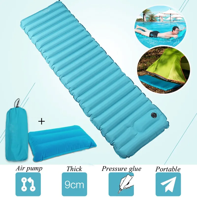 

Best Deal 185x50x9cm PVC Hand Pressure Inflatable Air Portable Sleeping Pad Outdoor Camping Mat Matress With Pillow