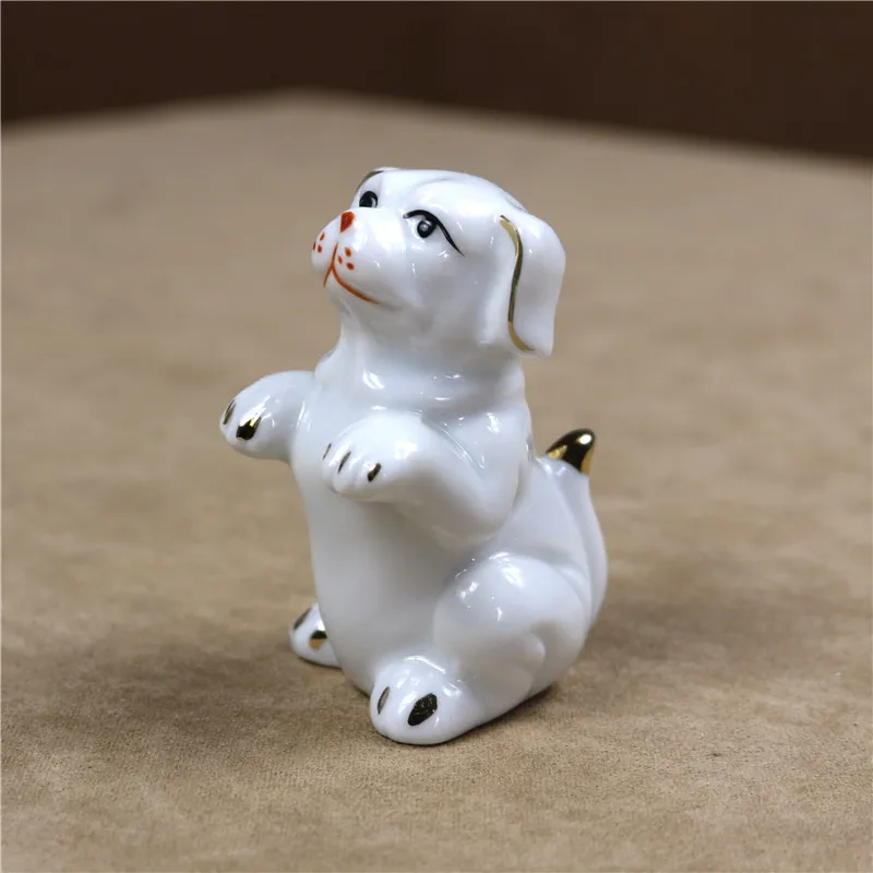 

Porcelain Puppy Miniature Bull Terrier Ceramic Dog Figurine Pet Model Desktop Decor Ornament Gift Craft Knickknack Accessories