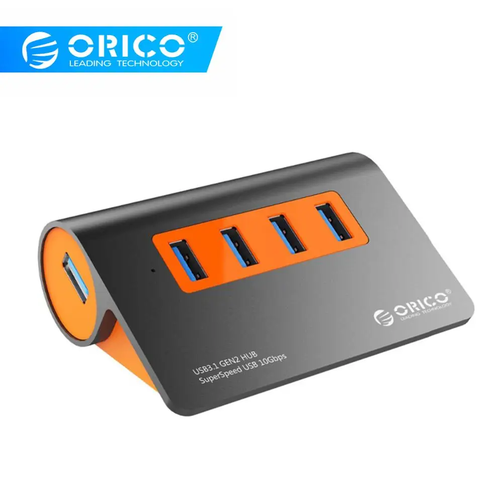 

ORICO Aluminum 4 Ports USB3.1 Hub 10 Gbps Super Transmission Speed USB Splitter with 12V Power Adapter For Computer Accessories
