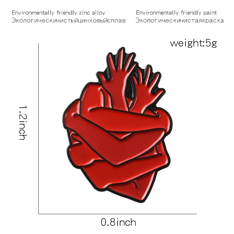 Несколько рук обнимают Анатомическое Сердце Аксессуары для вечеринки в стиле Хэллоуин темная брошь Кнопка эмаль лацкан значок готическое ювелирное изделие подарок