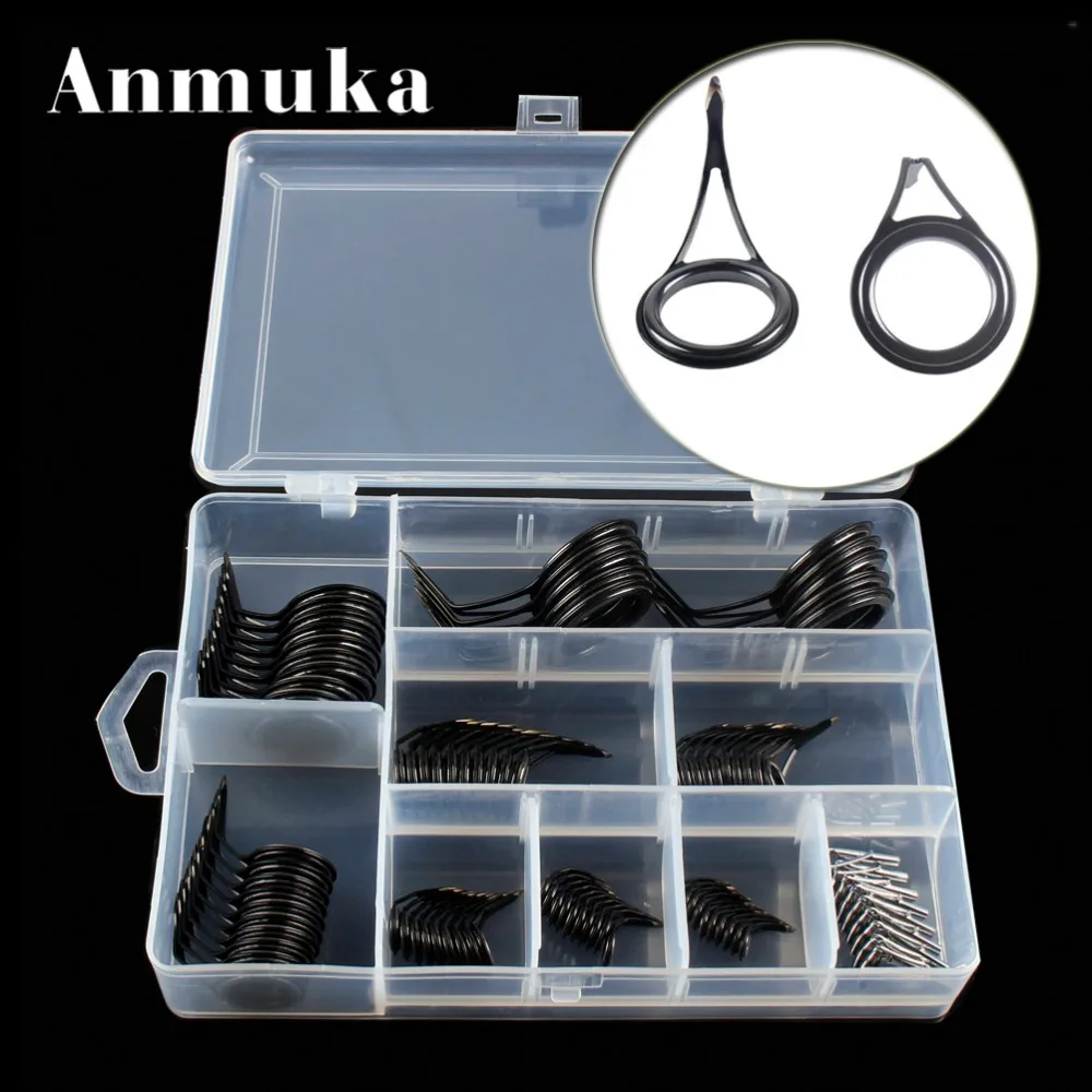 Anmuka 100pcs Stainless Steel Fishing Rod Guide Rings Repair Guides