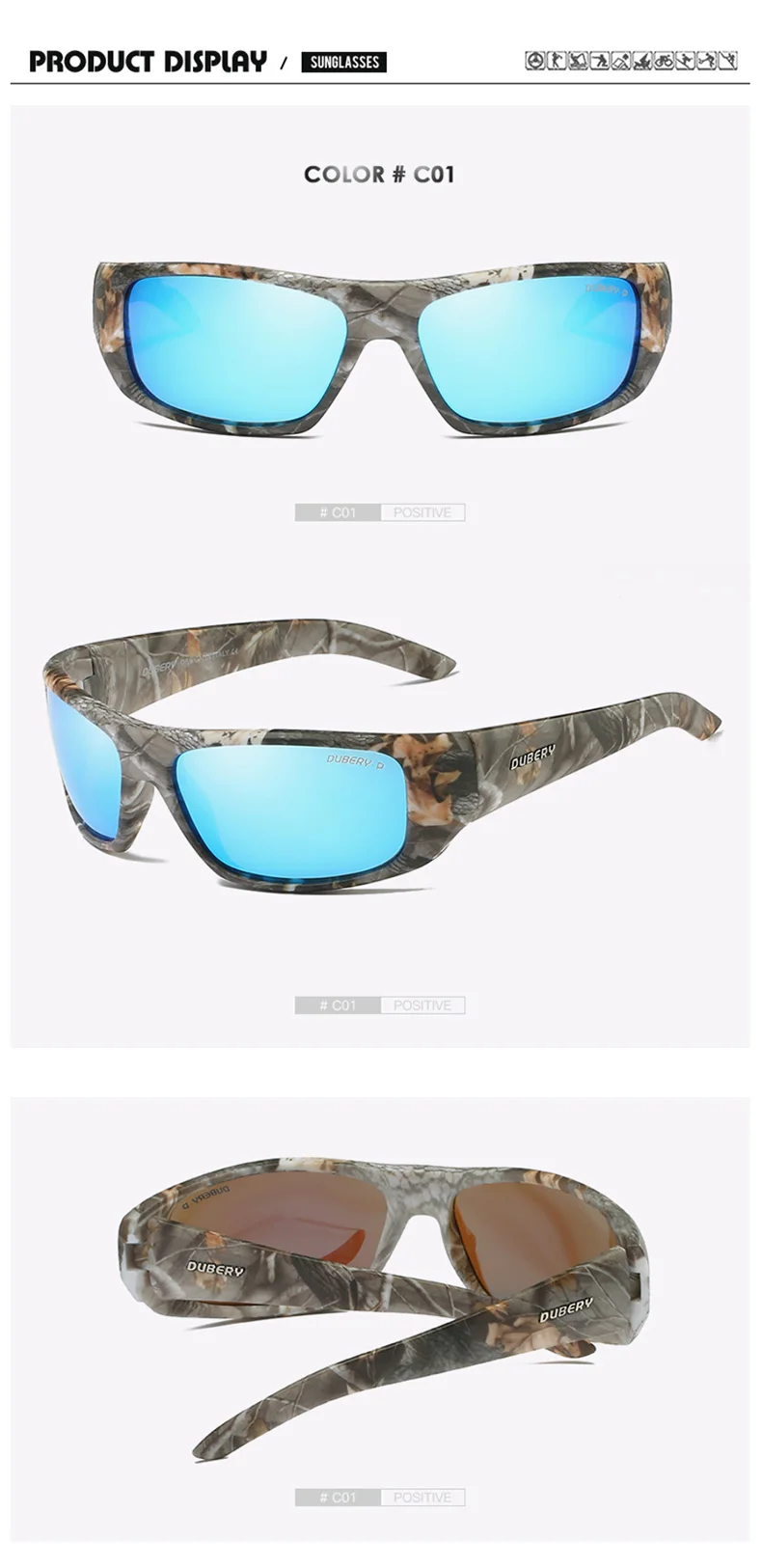 DUBERY спортивные Стиль поляризованных солнцезащитных очков Для мужчин бренда TAC линзы площадь вождения солнцезащитные очки Сверхлегкий