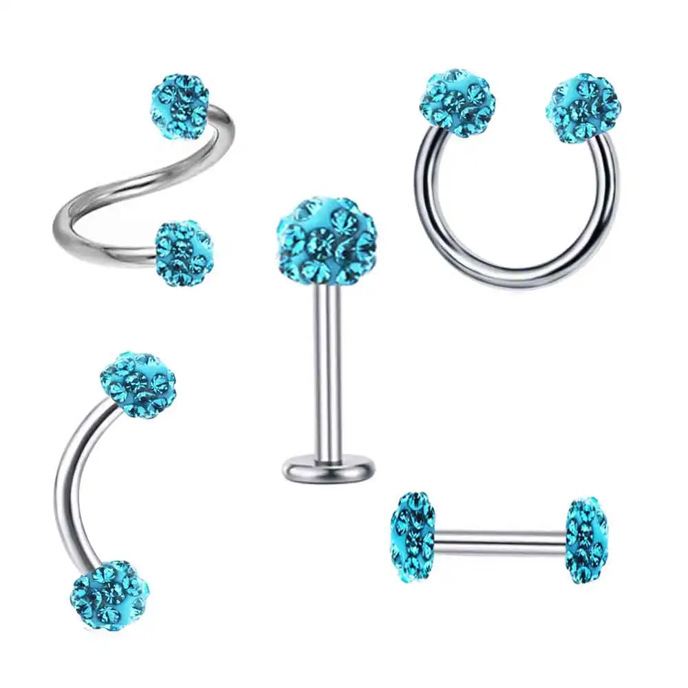 JUNLOWPY Piercing Ring Nose Lip Ear Body Crystal Ball Eyebrow Twist Belly Rings Tragus Piercing Ear Cartilage Helix Earring Stud
