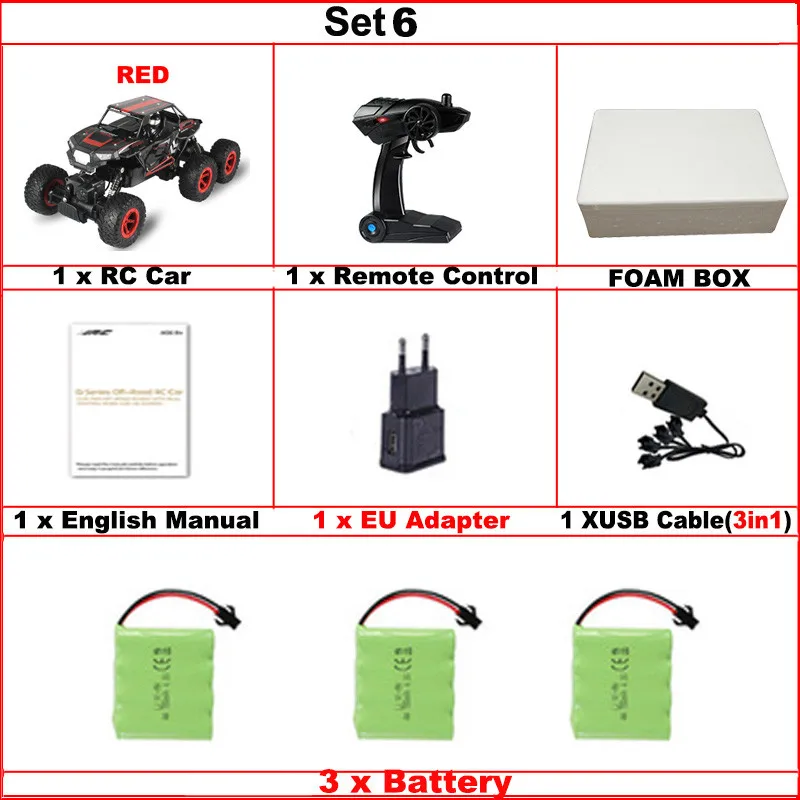 D819 1/14 2,4 ГГц RC Рок Гусеничный автомобиль 6 колеса высокая гоночный скоростной автомобиль багги восхождение внедорожных автомобилей Грузовик игрушки для детей - Цвет: Set6