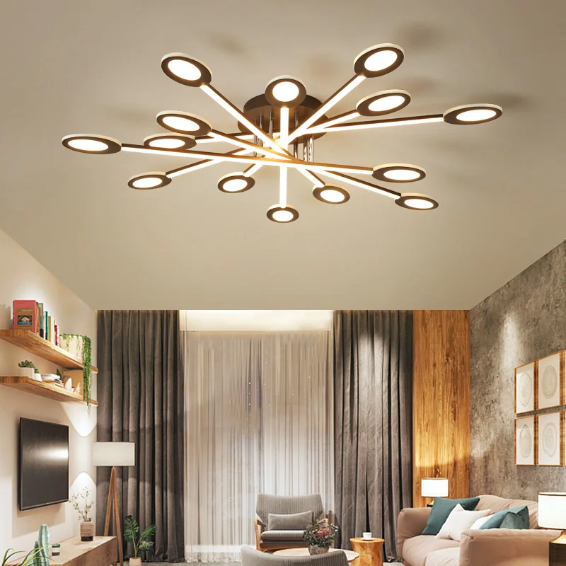 

Coffee color modern led chandelier large luxury living room bedroom dining room study aluminum alloy indoor chandelier lighting
