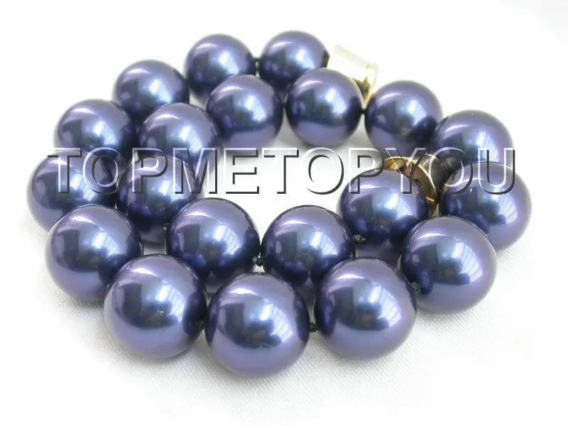 

FREE SHIPPING HOT sell new Style >>>>WOW! 20mm round navy blue shell pearls necklace Magnet E858
