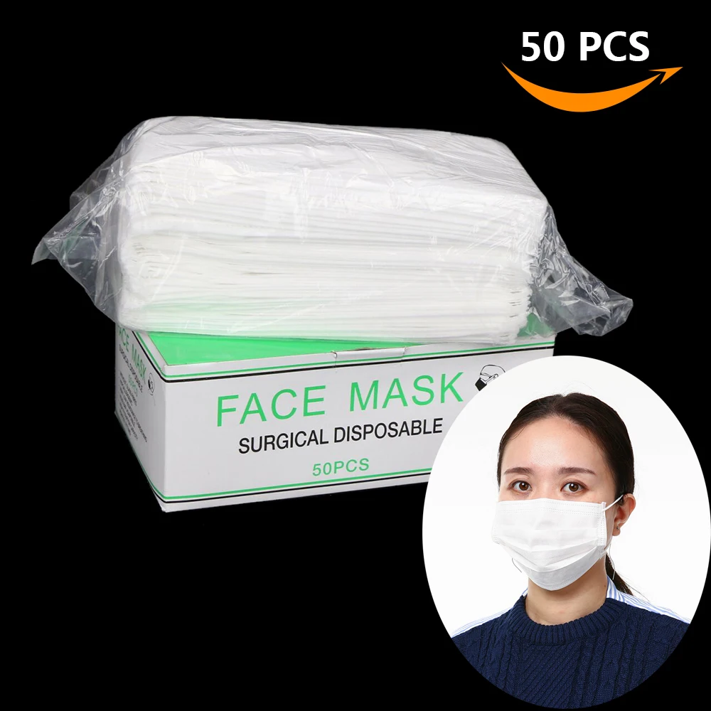 Carevas 50 шт. рот лицевая маска с заушными петлями удаления лицевых масок 3-слойные фанерные не тканый фильтр маска для защиты от