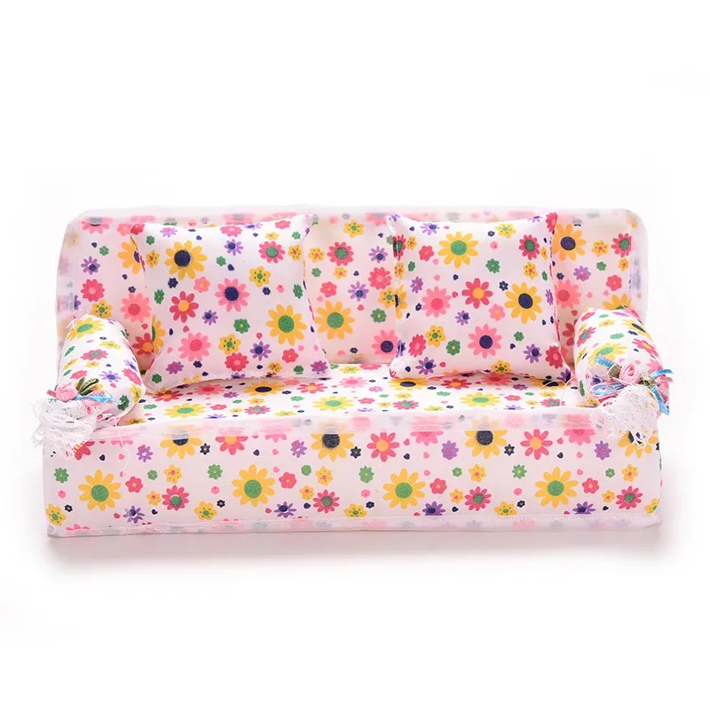 1 компл. Мини мебель цветок диван 20 см диван+ 2 подушки для кукольного дома аксессуары горячие