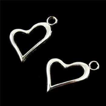 

100pcs/lot heart Antique Silver Plated European Bracelets Charm Pendants Fashion Jewelry Making Findings DIY Charms Handmade