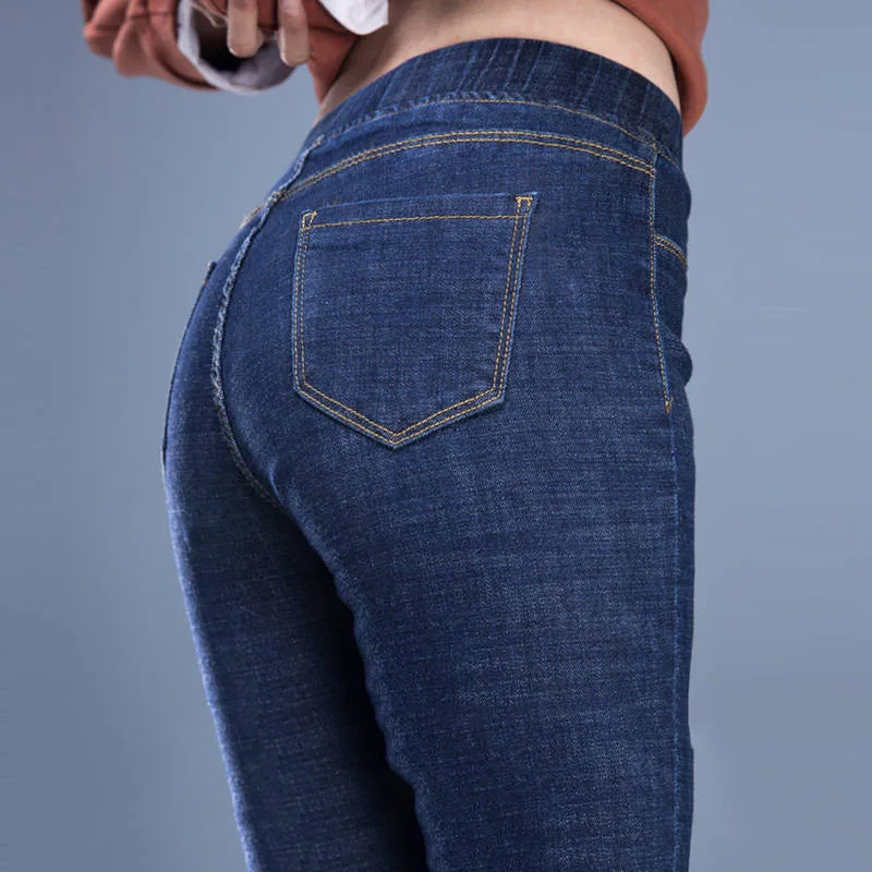 Women's Basic Bottoms skinny pencil pants vintage Elasticated denim pants Plus size stretch mom jeans women's boyfriend jeans
