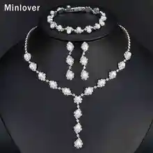 Minlover, цветочный искусственный жемчуг, Свадебные Ювелирные наборы для невесты, простое Кристальное ожерелье, серьги, браслеты, наборы для женщин, TL059+ SL077