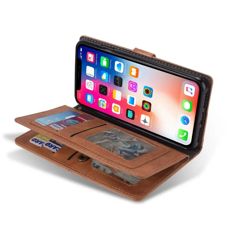 Wallet Case for iPhone XS Case Leather Vintage Flip Cover for iPhone 6 6s 7 8 Plus X XR XS Max Cases Card Holder Multi Function (9)