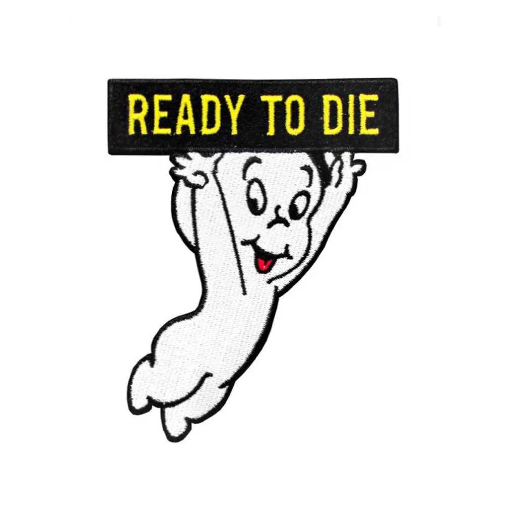 Ghost Casper Ready to D Cartoon Front Embroidery Iron on patches Biker Badges for Clothes Diy Customized Applique Free shipping (1)