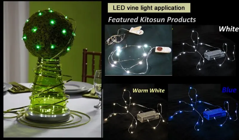 

CR2032 operated vine Led String Light centerpiece vase decor accession Light
