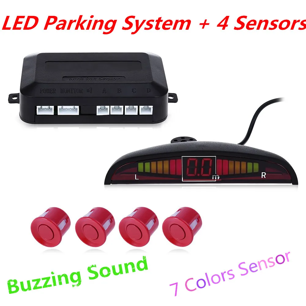imágenes para Coche Kit de Sensor de Aparcamiento LED Display 4 Sensores de Ayuda Al Aparcamiento Zumbido 22mm 12 V para Todos Los Coches Radar de Reserva Reverso sistema imágenes para Coche Kit de Sensor de Aparcamiento LED Display 4 Sensores de Ayuda Al Aparcamiento Zumbido 22mm 12 V para Todos Los Coches Radar de Reserva Reverso sistema