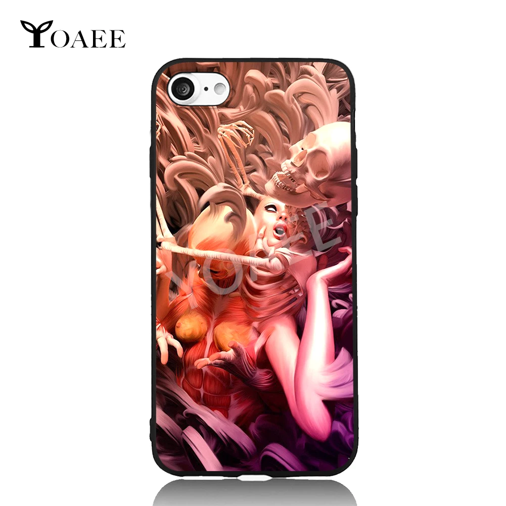 Love of Skull and Girl Fun Art For iPhone 6 6s 7 Plus Case TPU Phone Cases Cover Mobile Protection Decor Gift | Мобильные телефоны
