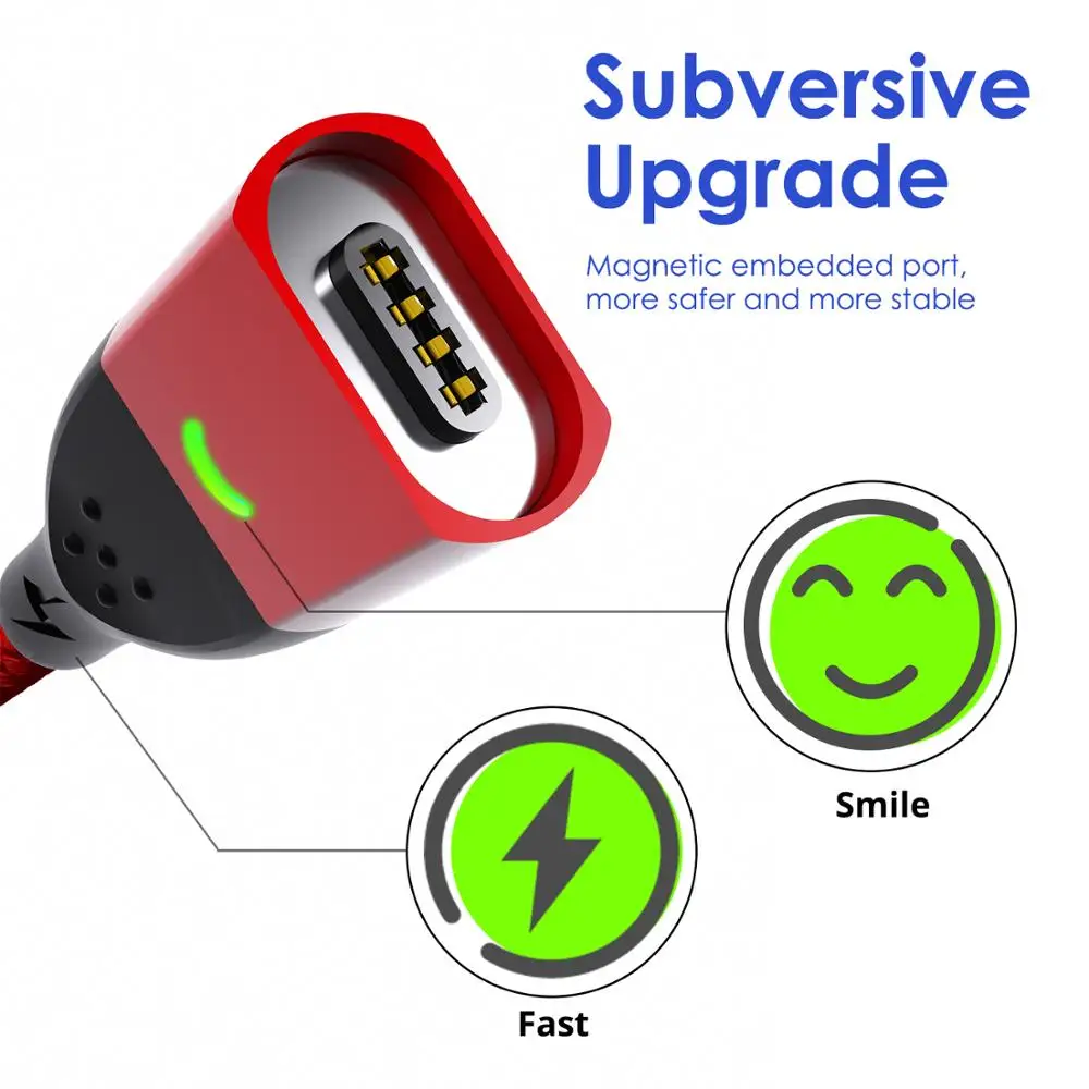 FONKEN 3A USB C кабель 4Pin Магнитный Быстрая зарядка передача данных для iphone зарядное
