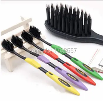 

2015 Hot 4PCS Healthy and Eco-friendly Black Double Ultra Soft Toothbrush Bamboo Charcoal Nano Brush Oral Care