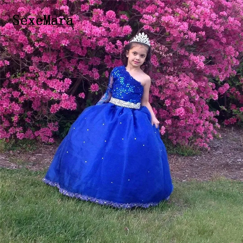one-shoulder-beads-little-girls-pageant-dresses