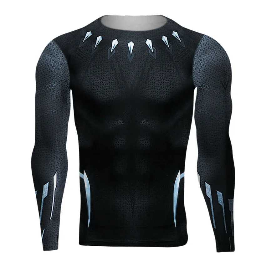 

Raglan Sleeve Black Panther 3D Printed T shirts Men Compression Shirts 2018 NEW Crossfit Tops For Male BodyBuilding Clothing