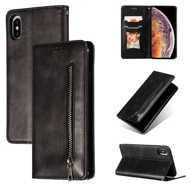 

Leather wallet phone case for Samsung Galaxy S7 S8 S9 S10 PLUS E short lanyard bracket bank card slot magnetic zipper flip cover