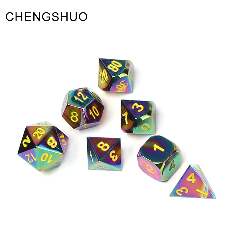 

Chengshuo dnd metal dice rpg Polyhedral sleeve dragon and dungeon table game dice 7pc set d20 8 10 12 colour digital zinc alloy