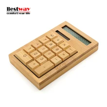 Calculadora Calculator Bamboo solar Power Calcolatrice Mini Rechner Handgefertigte Handarbeit 12 Digits Display Großhandel mit Paket